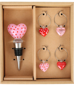 8972 SET POUR BOUTEILLES HEARTS 5P